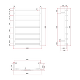 Curved Round Polished Thermorail Ladder - 600x800x150mm 80Watts 7 Bars