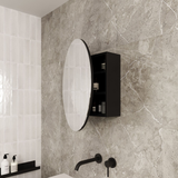 Thermogroup Chelsea Round Mirror Cabinet 600mm Diam X 150mm - Black