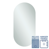 Pill Shape Polished Edge Thermogroup Mirror 500x1000x14mm - Hangers and Demister
