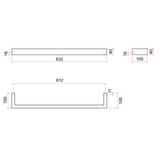 Single Heated Thermorail Towel Rail 12V 632mm - Black