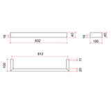 Square Thermorail Single Rail 832X40X100mm 30Watts - Matt Black