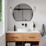 Fienza Sunrise Framed Round Mirror With Mounting Brackets 800X690Mm Matte Black