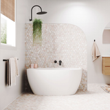 Keeto 1300mm Back To Wall Gloss White Acrylic Fienza Bath With Overflow