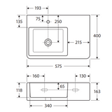 Delta Care Wall Hung Basin Right Hand Bowl Rb2275R