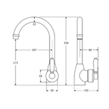 Eleanor Gooseneck Kitchen Sink Fienza Mixer- Chrome