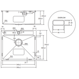Fienza Hana 50L Topmount Laundry Sink - 1 Tap Hole, 590 x 510mm, Stainless Steel