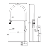 Fienza Kaya Pull Down Kitchen Mixer Tap - Urban Brass with Black Handle
