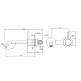 Kaya Up Basin/Bath Wall Fienza Mixer 200mm Outlet Set Round Plates - Brushed Nickel/Brushed Nickel