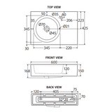 Reba Wall Basin Left Bowl Fienza - No Tap Hole