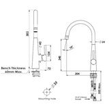 Galiano Slimline Sink Greens Mixer - Matt Black