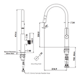 Greens Mika Pull Down Sink Mixer Brushed Brass