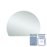 Hamilton D Shaped Polished Edge Thermogroup Mirror 1200x900mm - With Hangers and Demister