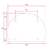 Hamilton D Shaped Polished Edge Thermogroup Mirror 1200x900mm - With Hangers