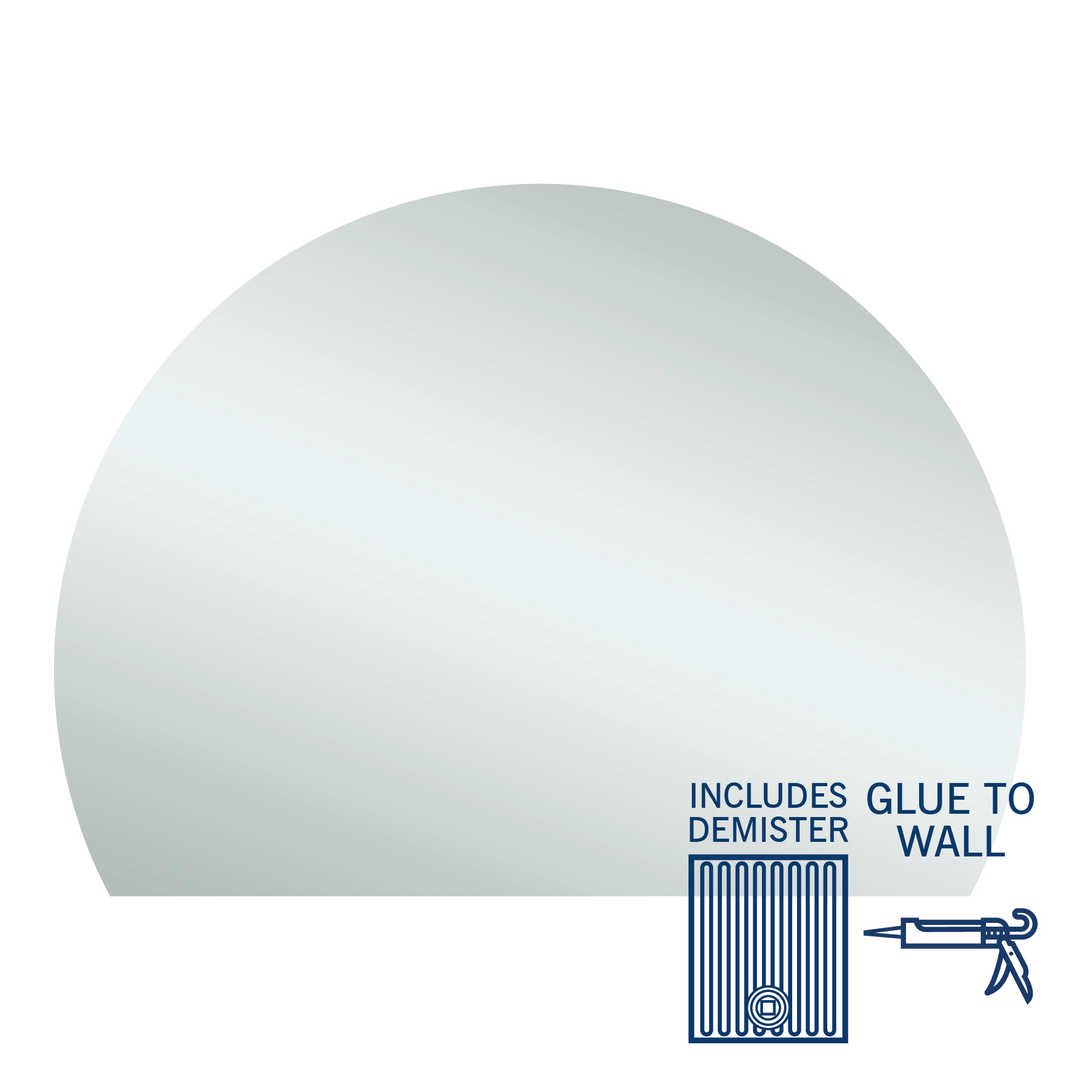 Thermogroup Hamilton D Shaped Polished Edge Mirror 1500x1100mm - Glue to Wall and Demister