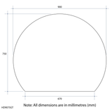 Hamilton D Shaped Polished Edge Thermogroup Mirror 900x750mm - With Hangers and Demister