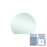 Hamilton D Shaped Polished Edge Thermogroup Mirror 900x750mm - With Hangers and Demister