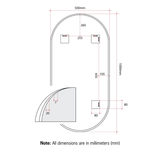 HAVANA PILL GOLD FRAMED MIRROR - 500X1000MM THERMOGROUP