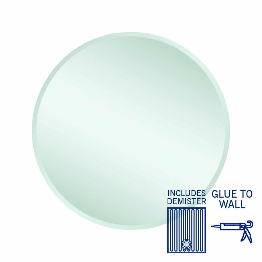 Thermogroup Kent 18mm Bevel Round Mirror 700mmØ - Glue to Wall and Demister