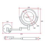 1 & 5x Magnification Chrome Wall Mounted Thermogroup Shaving Thermogroup Mirror, 200mm Diameter with Concealed Wiring