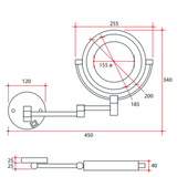 1 & 8x Magnification Chrome Wall Mounted Thermogroup Shaving Thermogroup Mirror, 200mm Diameter - Concealed Wiring test