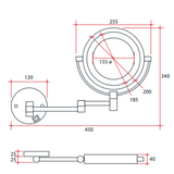 1 & 8x Magnification Chrome Wall Mounted Thermogroup Shaving Thermogroup Mirror, 200mm Diameter - Exposed Wiring
