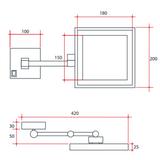 3X Magnification Chrome Wall Mounted Thermogroup Shaving Thermogroup Mirror, 200X200mm With Concealed Wiring