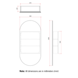 Thermogroup Lincoln Pill Mirror Cabinet 500mm X 1000mm X 150mm - White
