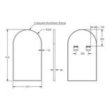 Modern Arch Remer Mirror 510 x 910 - Matt Black