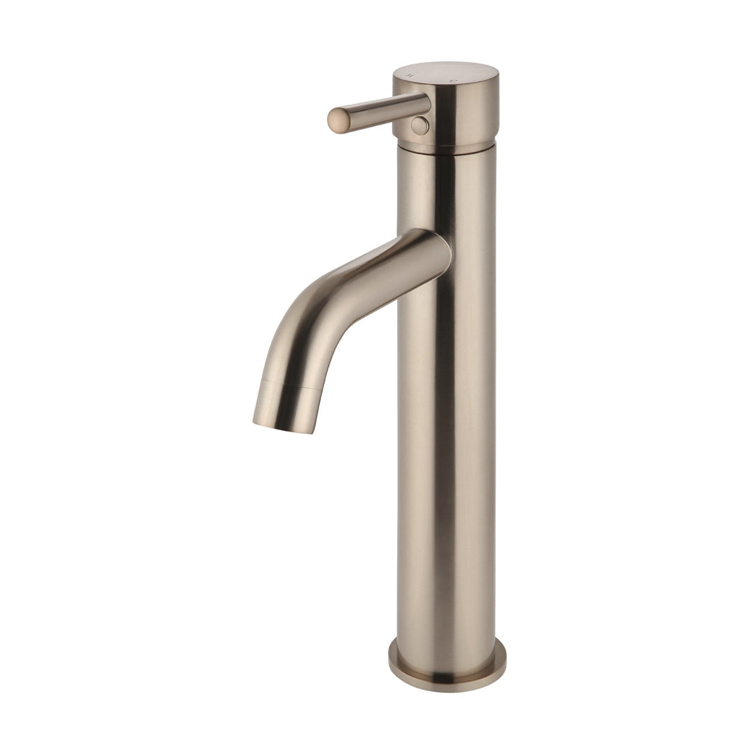 Meir Round Tall Curved Basin Mixer - Champagne