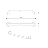 Meir Care Range Straight Grab Rail 600Mm - Champagne Mcr-Sr60-Ch