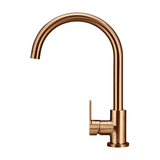 Meir Round Paddle Gooseneck Kitchen Mixer Tap - Lustre Bronze