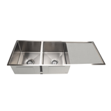 Meir Kitchen Sink Double Bowl & Drainboard 1160 X 440 - Brushed Nickel