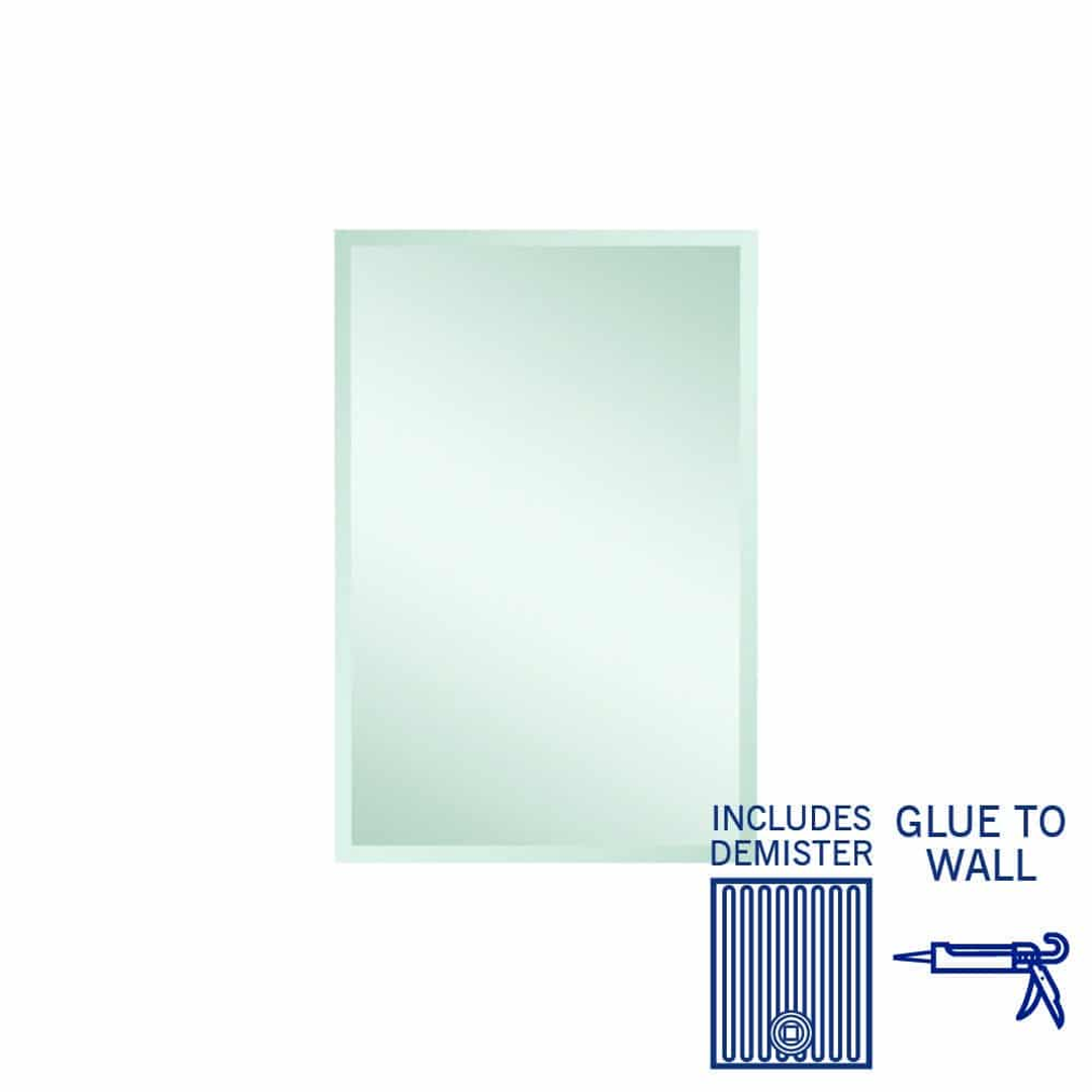 Thermogroup Montana Rectangle 25mm Bevel Edge Mirror 600x900mm - Glue to Wall and Demister