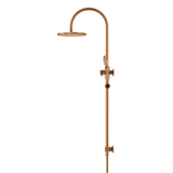 Meir 200Mm Round Overhead Shower Rail Three Function Hand Shower - Lustre Bronze