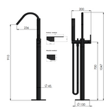Meir Round Pinless Freestanding Bath Spout And Hand Shower - Polished Chrome