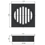 Meir Square Floor Grate Shower Drain 100Mm Outlet - Polished Chrome