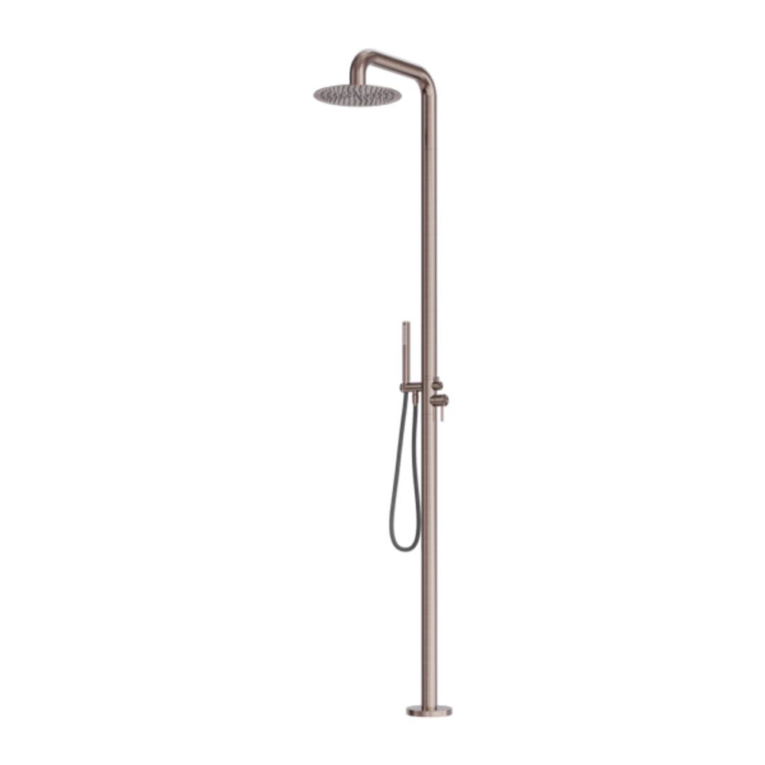 Zen Ss316L Outdoor Freestanding Nero Shower Column Brushed Bronze
