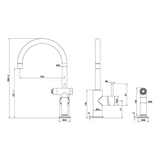 Zen Ss316L Kitchen Nero Mixer With Hand Spray Brushed Nickel