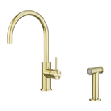 Zen Ss316L Kitchen Nero Mixer With Hand Spray Brushed Gold