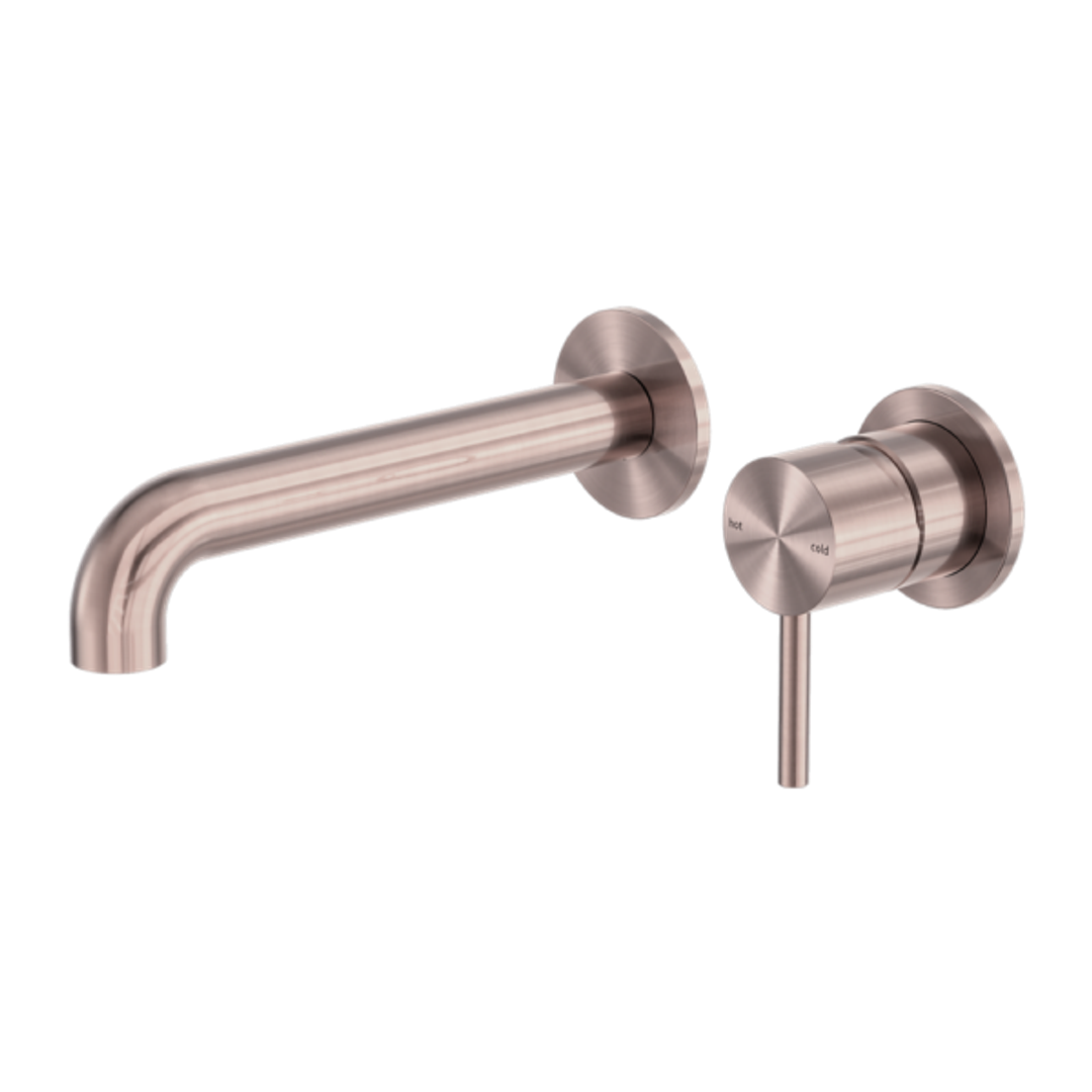Nero Zen Ss316L Wall Basin/Bath Mixer Separate Back Plate 185mm Spout - Brushed Bronze