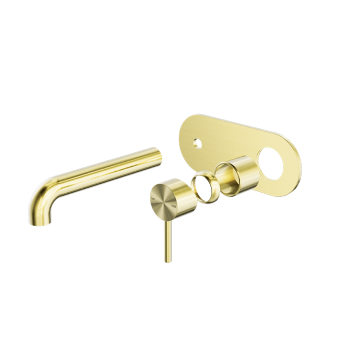 Nero Zen Ss316L Wall Basin/Bath Mixer 230mm Spout Trim Kits Only - Brushed Gold