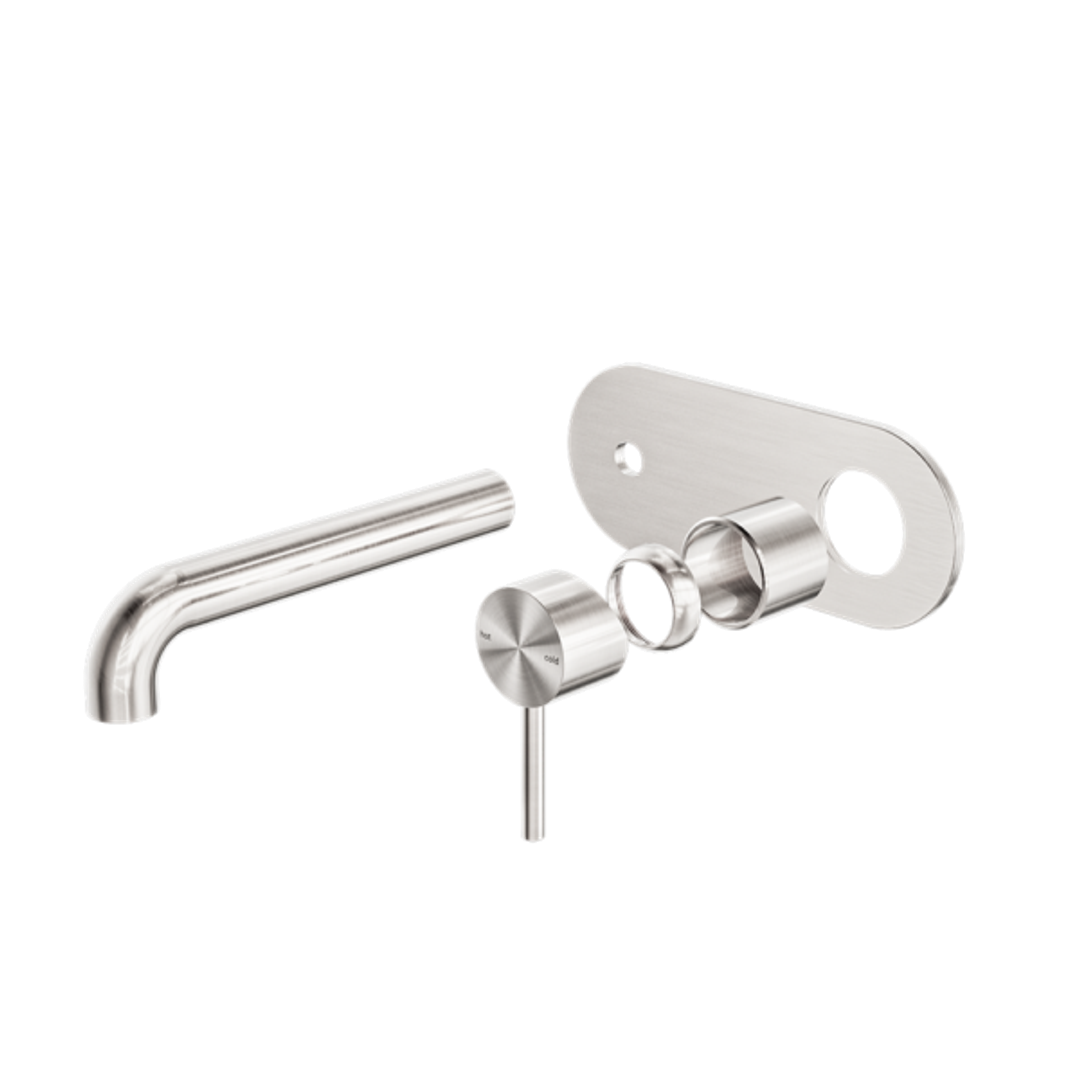 Nero Zen Ss316L Wall Basin/Bath Mixer 185mm Spout Trim Kits Only - Brushed Nickel