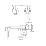 Zen Ss316L Wall Basin/Bath Nero Mixer 230Mm Spout Trim Kits Only - Brushed Nickel