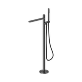 Nero Pure Ss316L Progressive Freestanding Bath Mixer With Outdoor Shower Hose - Graphite