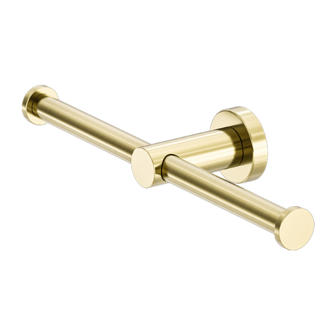 Nero Mecca Double Toilet Roll Holder - Brushed Gold Nr1986Dbg