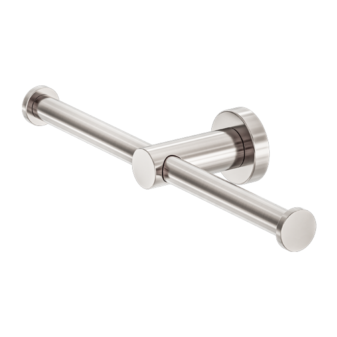 Nero Mecca Double Toilet Roll Holder - Brushed Nickel Nr1986Dbn