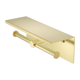 Nero Mecca Double Toilet Roll Holder With Shelf - Brushed Gold