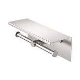 Nero Mecca Double Toilet Roll Holder With Shelf - Brushed Nickel