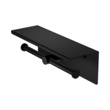 Nero Mecca Double Toilet Roll Holder With Shelf - Matte Black