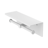 Nero Mecca Double Toilet Roll Holder With Shelf - Matte White